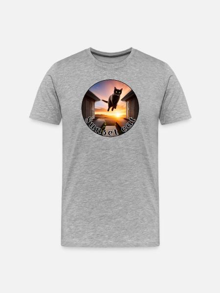 Sunset cat 2 - Men's Premium Organic T-Shirt - heather grey