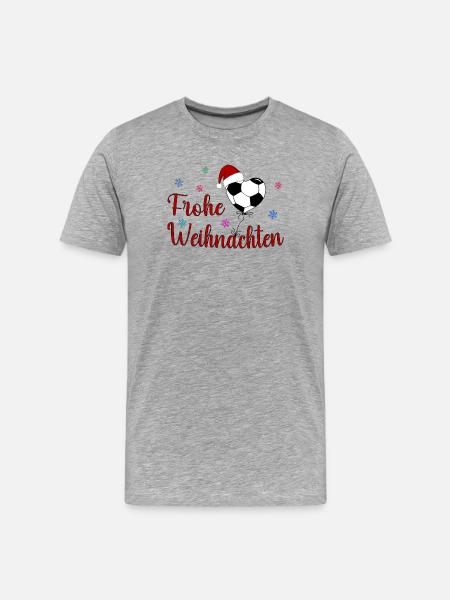 Frohe Weihnachten Fußball - Männer Premium Bio T-Shirt - Grau meliert