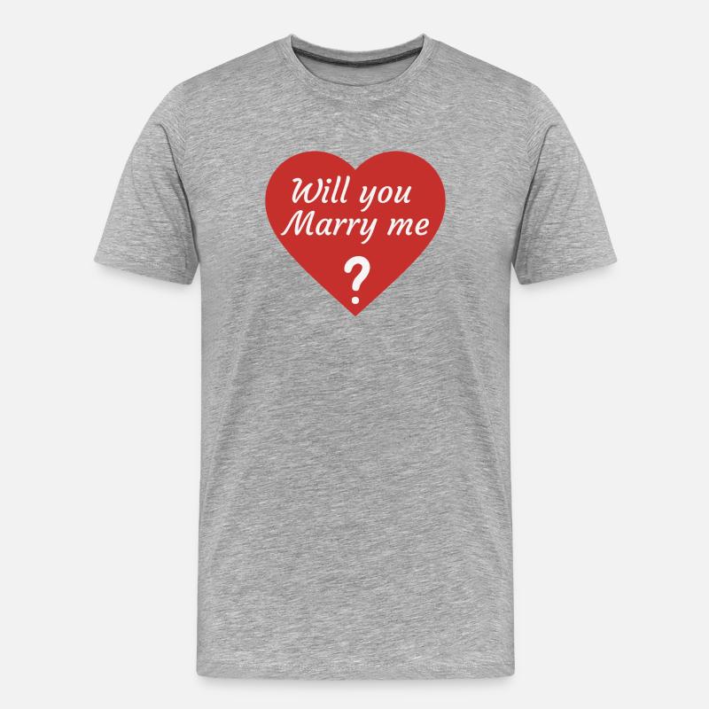 Willst du mich heiraten? - Männer Premium Bio T-Shirt - Grau meliert