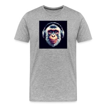 Monkey with headphones - Men's Premium Organic T-Shirt - heather grey - Front - Damien (186cm)