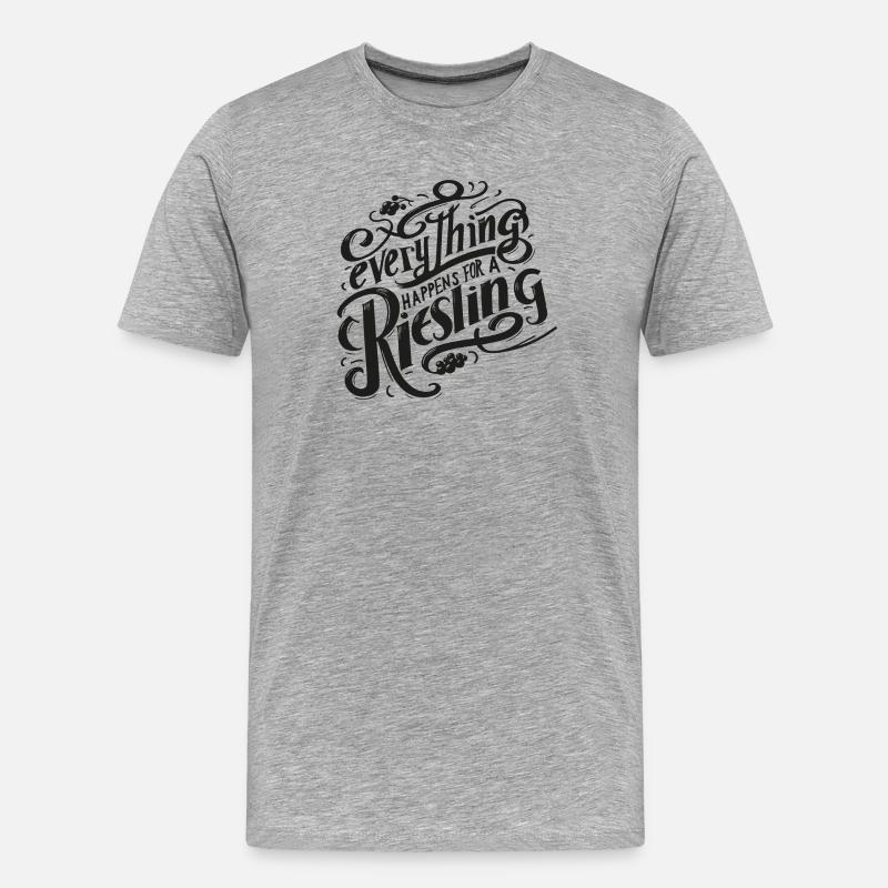 everything happens for a riesling! - Männer Premium Bio T-Shirt - Grau meliert