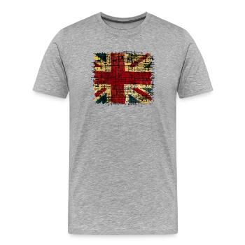 Vintage Britischer Union Jack Digital Kunst - Männer Premium Bio T-Shirt - Grau meliert - Vorne - Damien (186cm)