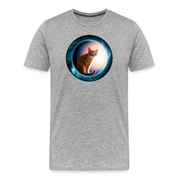 Des chats en orbite cosmique - T-shirt bio Premium Homme - gris chiné - Devant - Damien (186cm)