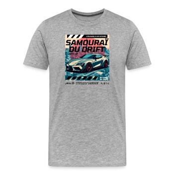 Samouraï Drift Urbaine - T-shirt bio Premium Homme - gris chiné - Devant - Damien (186cm)