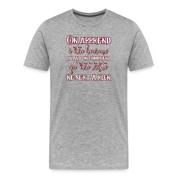 Bonheur par la compréhension des émotions - T-shirt bio Premium Homme - gris chiné - Devant - Damien (186cm)