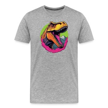 Tyrannosaure Rex - T-shirt bio Premium Homme - gris chiné - Devant - Damien (186cm)
