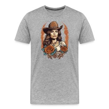 Fille de l’Ouest - T-shirt bio Premium Homme - gris chiné - Devant - Damien (186cm)