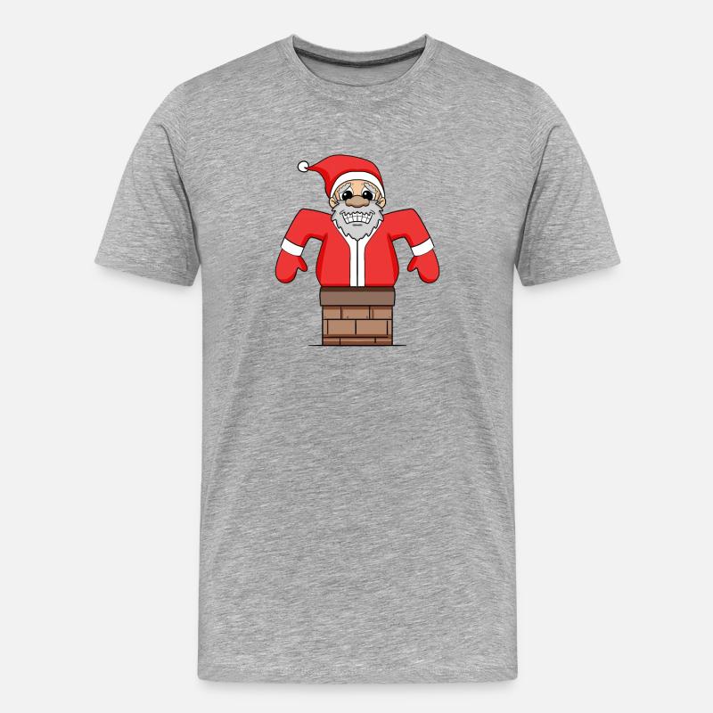 Weihnachtsmann steckt fest - Männer Premium Bio T-Shirt - Grau meliert