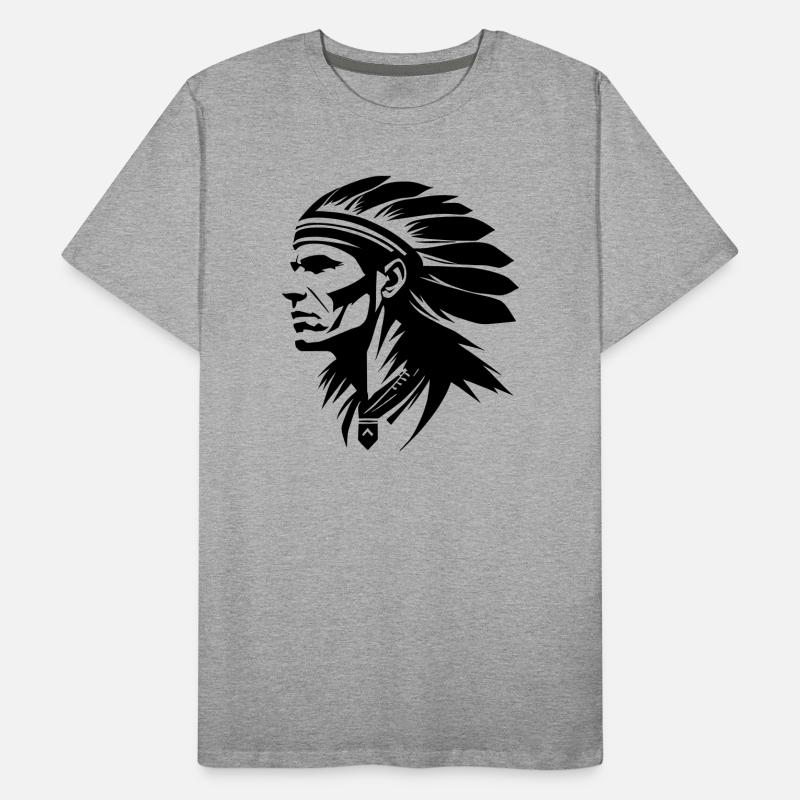 Indianer Häuptling mit Federn Männer Premium Bio T-Shirt