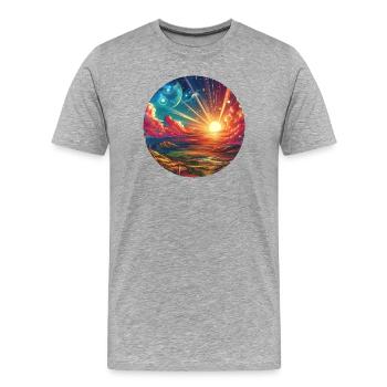 Landscape Colorful Epic Mountains Clouds Comic - Men's Premium Organic T-Shirt - heather grey - Front - Damien (186cm)