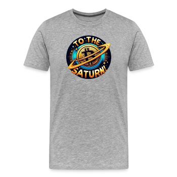 Crypto BTC à Saturne ! - T-shirt bio Premium Homme - gris chiné - Devant - Damien (186cm)