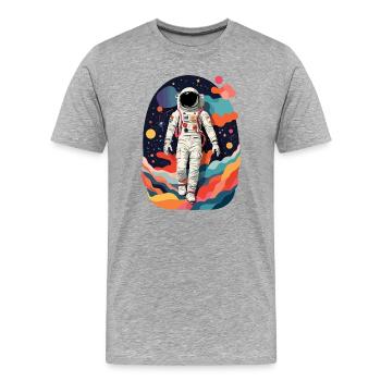Image colorée d’astronaute - T-shirt bio Premium Homme - gris chiné - Devant - Damien (186cm)