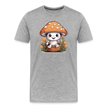 Süßer Fliegenpilz - Männer Premium Bio T-Shirt - Grau meliert - Vorne - Damien (186cm)