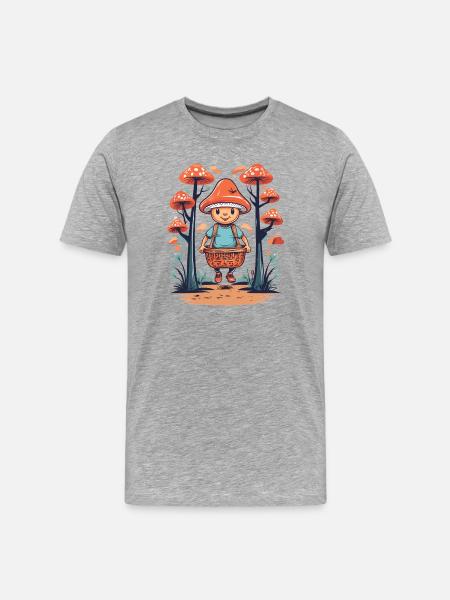 Cute Mushroom Mushroom Picker - Men's Premium Organic T-Shirt - heather grey