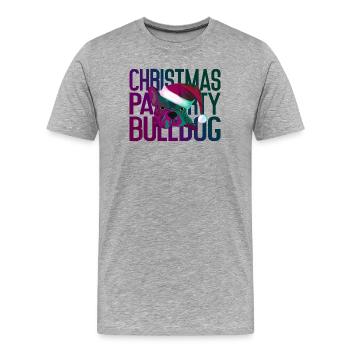 Christmas Bulldog: Santa Hat X-mas Party - Men's Premium Organic T-Shirt - heather grey - Front - Damien (186cm)