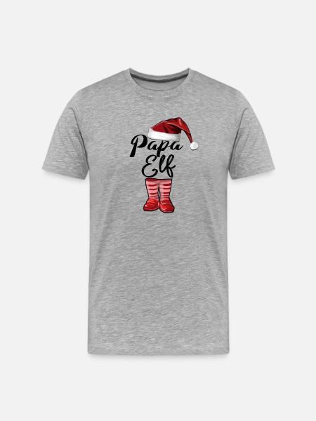 Papa Elf – Lustiges Weihnachtsdesign - Männer Premium Bio T-Shirt - Grau meliert