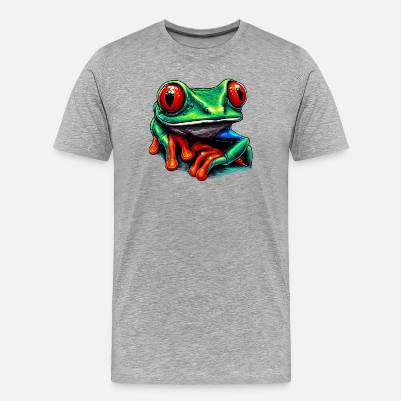 Rotäugiger Laubfrosch - Männer Premium Bio T-Shirt - Grau meliert
