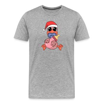 Poulet Fille Fille Bébé Noël - T-shirt bio Premium Homme - gris chiné - Devant - Damien (186cm)