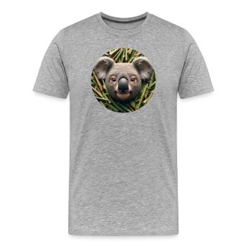 Koala im Animations Stil - Männer Premium Bio T-Shirt - Grau meliert - Vorne - Damien (186cm)