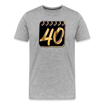 ZAHL 40 - Vierzig - 40. Geburtstag - Männer Premium Bio T-Shirt - Grau meliert - Vorne - Damien (186cm)