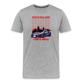 Tokyo Drive Soleil Levant - T-shirt bio Premium Homme - gris chiné - Devant - Damien (186cm)