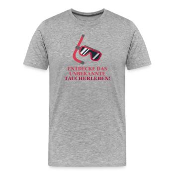 Entdecke das unbekannte Taucherleben Geschenk - Männer Premium Bio T-Shirt - Grau meliert - Vorne - Damien (186cm)