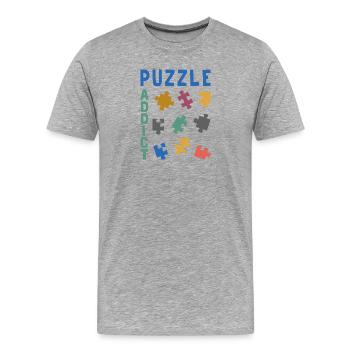 Puzzle addict - Men's Premium Organic T-Shirt - heather grey - Front - Damien (186cm)