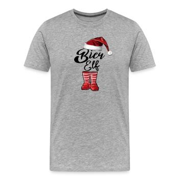 Weihnachten Bier Elf - Männer Premium Bio T-Shirt - Grau meliert - Vorne - Damien (186cm)