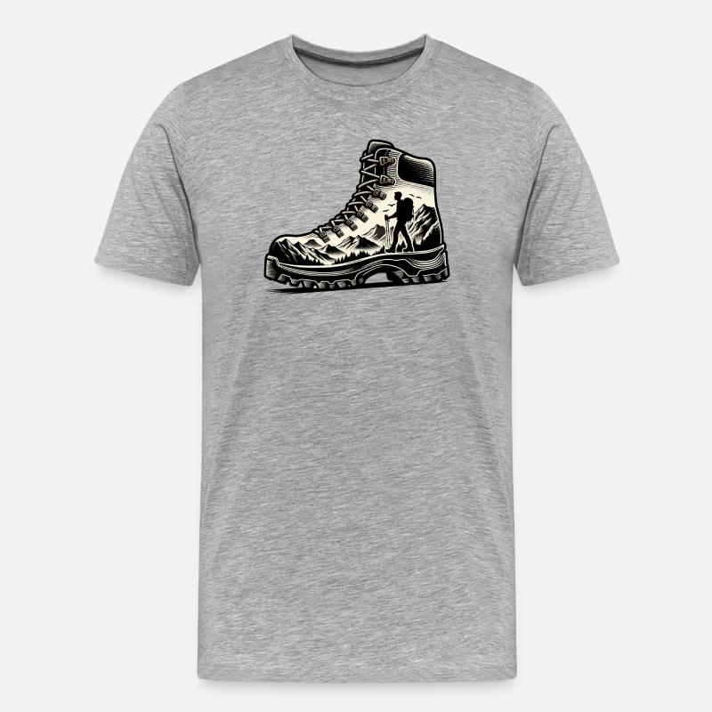 Drawing Hiker Bergwanderschuh - Männer Premium Bio T-Shirt - Grau meliert