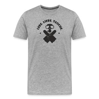 Apnoetaucher Apnoe Freediving Lebe Liebe Tauche - Männer Premium Bio T-Shirt - Grau meliert - Vorne - Damien (186cm)