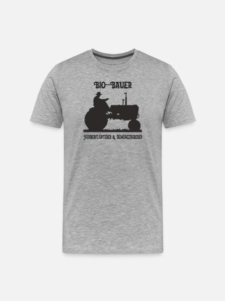 Bio Bauer Hühnerflüsterer Gemüsezauberer Geschenk - Männer Premium Bio T-Shirt - Grau meliert