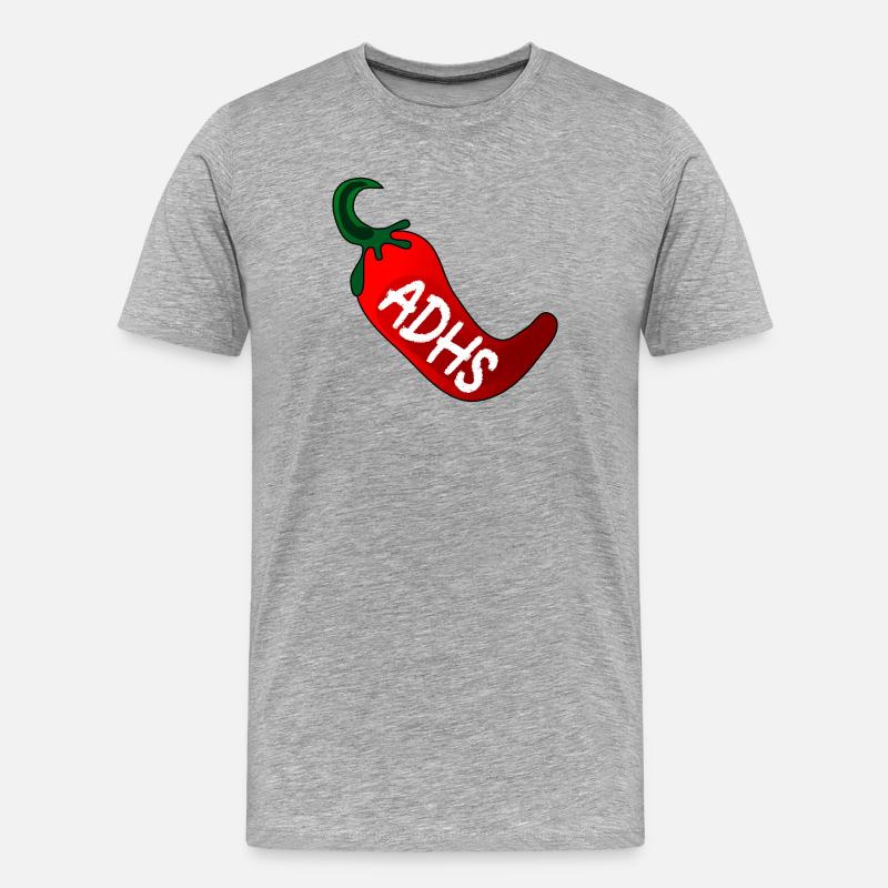 ADHS CHILISCHOTE SCHARFE GEDANKEN - Männer Premium Bio T-Shirt - Grau meliert