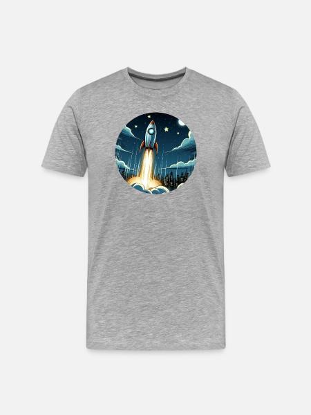 Cartoon rocket launches into space - Men's Premium Organic T-Shirt - heather grey