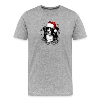 Border Collie Christmas - Affectionate Gift - Men's Premium Organic T-Shirt - heather grey - Front - Damien (186cm)