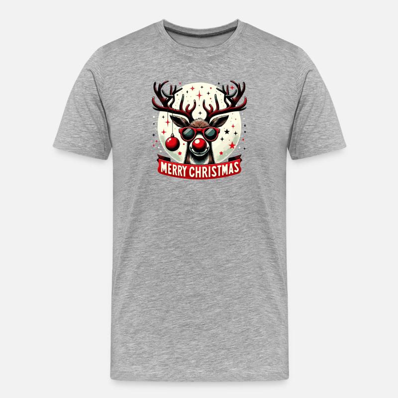 Rentier-Weihnachtsspaß - Original Pullover - Männer Premium Bio T-Shirt - Grau meliert