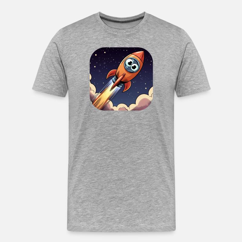 Comic Rocket with Eyes - Men's Premium Organic T-Shirt - heather grey
