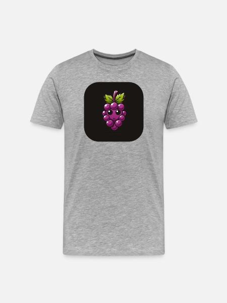 Purple grape with face - Men's Premium Organic T-Shirt - heather grey