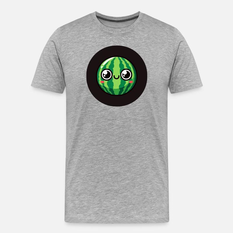 Pastèque sucrée avec des yeux - T-shirt bio Premium Homme - gris chiné
