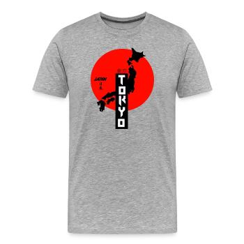 Japanischer Stadtkarte-Tokyo Design - Männer Premium Bio T-Shirt - Grau meliert - Vorne - Damien (186cm)