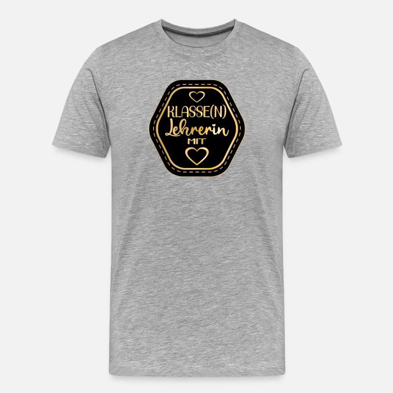 KLASSENLEHRERIN - LEHRERIN MIT HERZ - Männer Premium Bio T-Shirt - Grau meliert