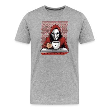 Anonymous Hacker - Männer Premium Bio T-Shirt - Grau meliert - Vorne - Damien (186cm)
