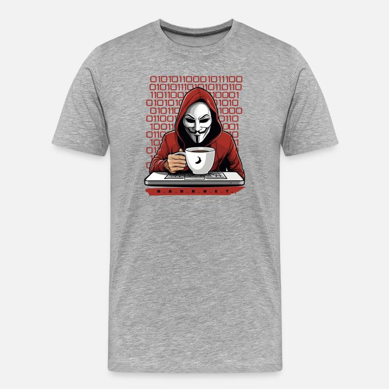 Anonymous Hacker - Männer Premium Bio T-Shirt - Grau meliert