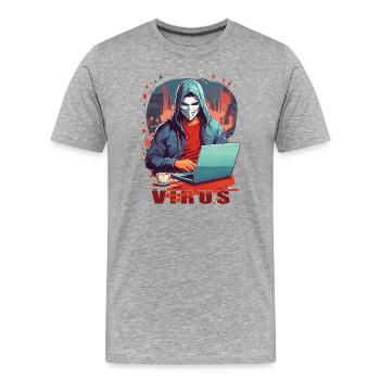 Anonymous Hacker - Männer Premium Bio T-Shirt - Grau meliert - Vorne - Damien (186cm)