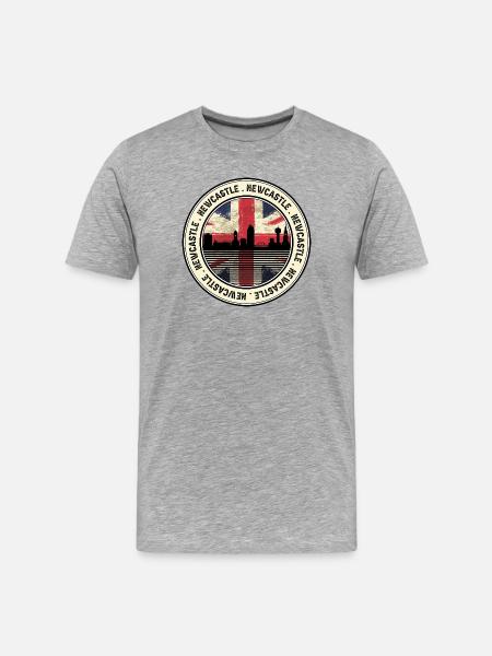 Newcastle Union Flag Skyline Patch - Men's Premium Organic T-Shirt - heather grey