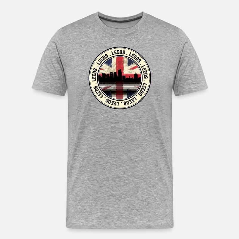 Leeds Skyline Gewerkschaftsabzeichen - Männer Premium Bio T-Shirt - Grau meliert