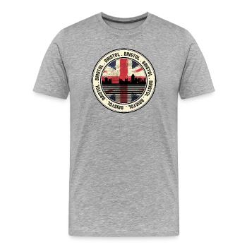 Insigne de la ligne de la silhouette du drapeau de l’Union de Bristol - T-shirt bio Premium Homme - gris chiné - Devant - Damien (186cm)