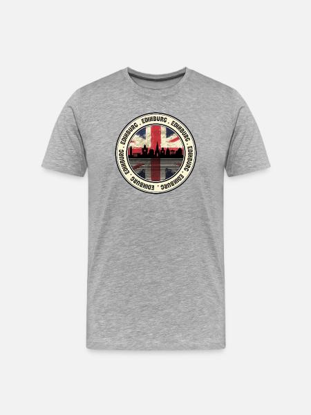 Edinburgh Skyline Union Abzeichen - Männer Premium Bio T-Shirt - Grau meliert