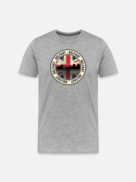 Belfast Union Jack Roundel - Männer Premium Bio T-Shirt - Grau meliert