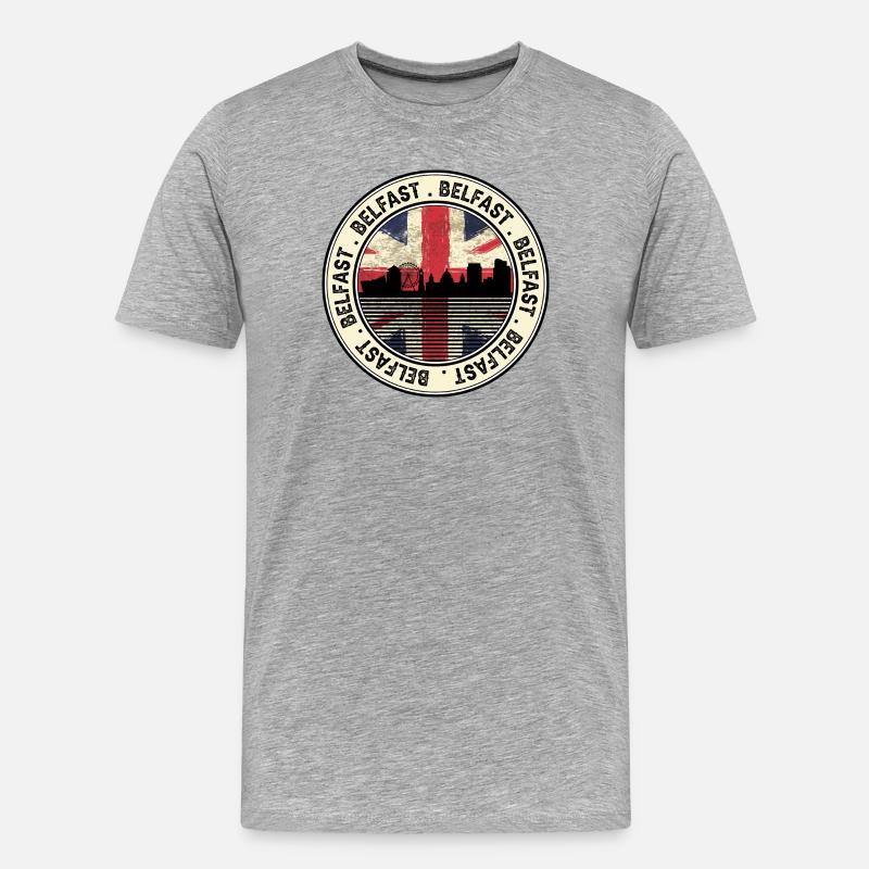 Belfast Union Jack Roundel - Männer Premium Bio T-Shirt - Grau meliert