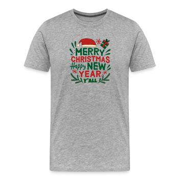Frohe weihnachten Frohe weihnachten Frohe weihnach - Männer Premium Bio T-Shirt - Grau meliert - Vorne - Damien (186cm)